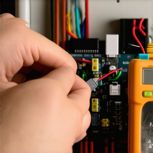 Hands testing refrigerator control board with digital multimeter