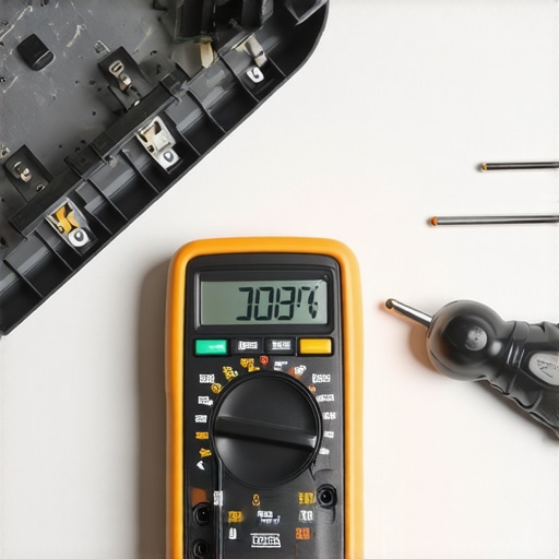 Using a multimeter for appliance diagnostic checks Close-up of a multimeter testing an appliance part to diagnose a repair issue.