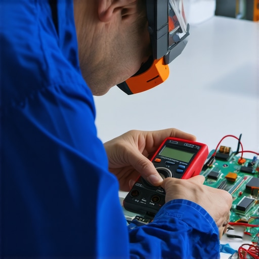 A technician checking the voltage of an appliance to ensure warranty compliance.