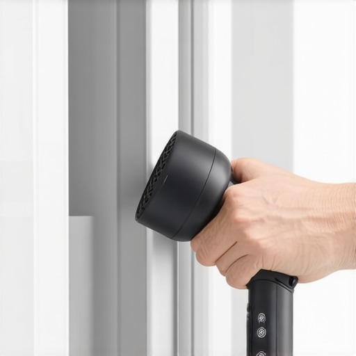 Using a hair dryer to soften a new refrigerator door seal.